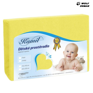 BELLATEX Dětské prostěradlo froté 70x140 cm, žluté