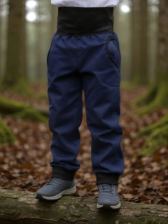JOŽÁNEK Dětské softshellové kalhoty, tmavě modré
