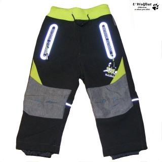 Softshellové kalhoty s fleecem KUGO HK2621 černá se zelenou