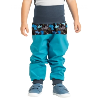 UNUO Batolecí softshellové kalhoty s fleecem Basic, smaragdová pejsci