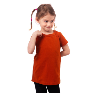 JOŽÁNEK Dívčí tričko krátký rukáv, skořicové