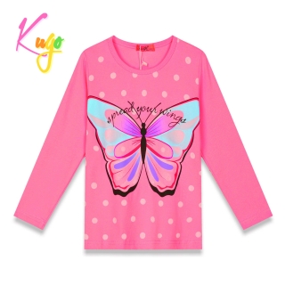 Dívčí tričko dl.r. KUGO DC0001, tmavě růžové