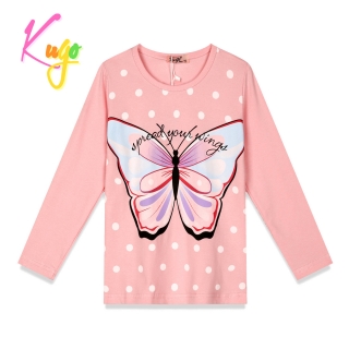 Dívčí tričko dl.r. KUGO DC0001, světle růžové