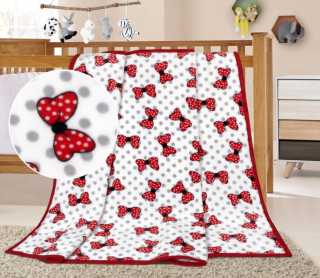 BELLATEX Dětská přikrývka Ella červené mašle 100x155 cm