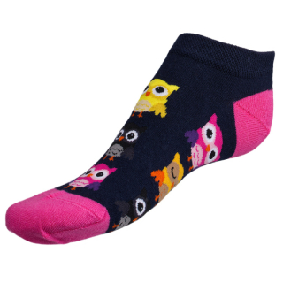 BELLATEX Dámské ponožky nízké Sovy, tmavě modrá