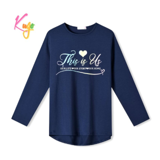 Dívčí tričko dl.r. KUGO HC0750, tmavě modré, vel. 146-176