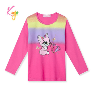 Dívčí tričko dl.r. KUGO MC3822, tmavě růžové