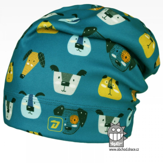 Chlapecká flísová čepice Dráče Yetti - vzor 03, petrol pejsek