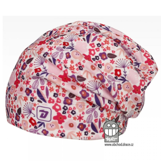Dráče Dívčí flísová čepice Yetti - vzor 14, růžová kytičky
