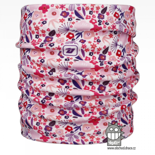 Dívčí flísový nákrčník Dráče Yetti - vzor 14, růžová kytičky