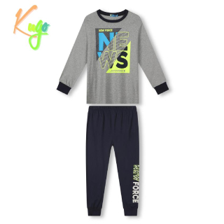 Chlapecké pyžamo KUGO MP3782, šedá / tm. modrá