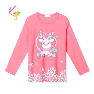Dívčí vánoční tričko dl.r. Kugo MC3823, světle růžové