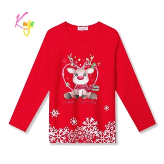 Dívčí vánoční tričko dl.r. Kugo MC3823, červené