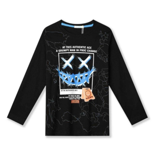 Chlapecké tričko dl.r. KUGO HC9315, černé