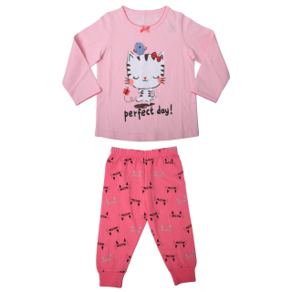 Dívčí pyžamo Wolf S2251 s kočičkou, růžové