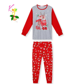 Dívčí vánoční pyžamo Kugo MP3828, šedá / červená