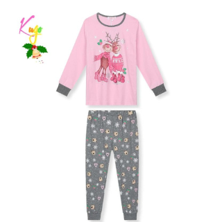 Dívčí vánoční pyžamo Kugo MP3828, růžová / šedá