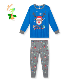 Chlapecké vánoční pyžamo Kugo MP3837, modrá / šedá