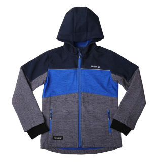 Chlapecká softshellová bunda zateplená Wolf B2268, šedá s modrou