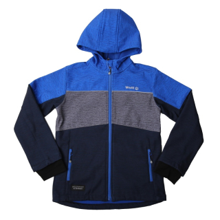 Chlapecká softshellová bunda zateplená Wolf B2268, modrá s šedou