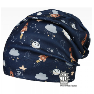 Chlapecká flísová čepice Dráče Yetti - vzor 05, modrá vesmír