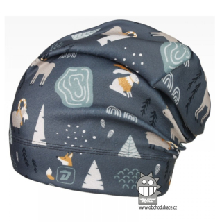 Chlapecká flísová čepice Dráče Yetti - vzor 04, šedá lesní zvířátka