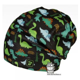 Chlapecká flísová čepice Dráče Yetti - vzor 02, černá, zelená, dinosaur