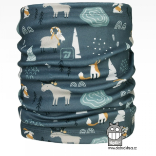Chlapecký flísový nákrčník Dráče Yetti - vzor 04, šedá lesní zvířátka