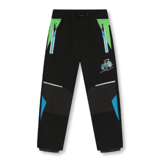 Chlapecké softshellové kalhoty nezateplené Kugo HK2870, černé se zelenou
