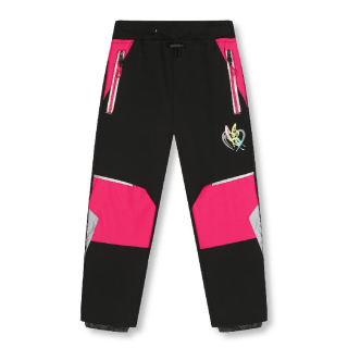 Dívčí softshellové kalhoty nezateplené Kugo HK2870, černé s růžovou