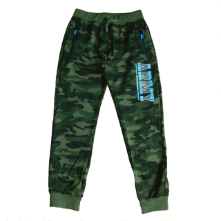 Chlapecké maskáčové tepláky Kugo TM8228, zelené / modrá aplikace