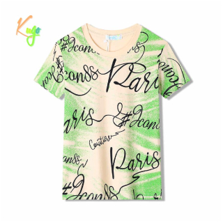 Chlapecké tričko kr.r. Kugo FB3811, béžová / zelená