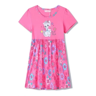 Dívčí šaty Kugo KS2371, tmavě růžové