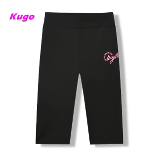 Dámské 3/4 funkční legíny Kugo JK8620, černé / růžový nápis