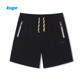 Pánské kraťasy Kugo FS6033, černé / žlutý zip