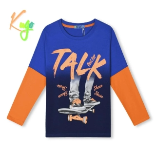 Chlapecké tričko dl.r. Kugo HC0722 tm. modré - oranžové rukávy