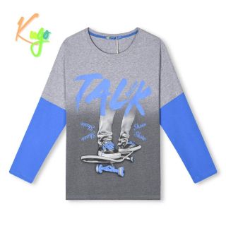 Chlapecké tričko dl.r. Kugo HC0722 šedé - modré rukávy