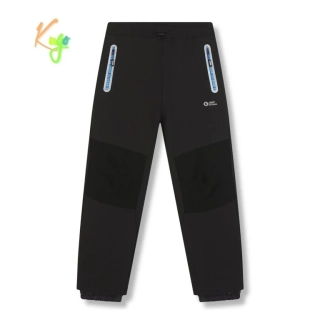 Chlapecké softshellové kalhoty zateplené Kugo HK5629, tmavě šedé / modrý zip
