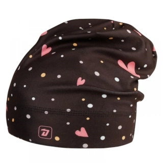 Flísová čepice Dráče Yetti - vzor 35 - tmavě šedá - srdíčka