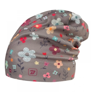 Flísová čepice Dráče Yetti - vzor 31 - šedá - kytičky