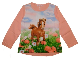 Dívčí tričko dl.r. Kugo DT9360 meruňkové