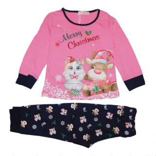 Dívčí pyžamo vánoční Kugo MP5868 růžová / modrá