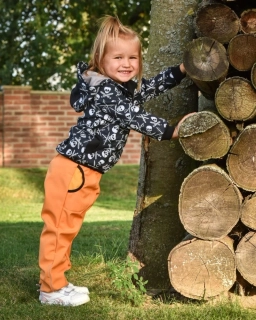 Jožánek Dětské softshellové kalhoty s regulací pasu, oranžové