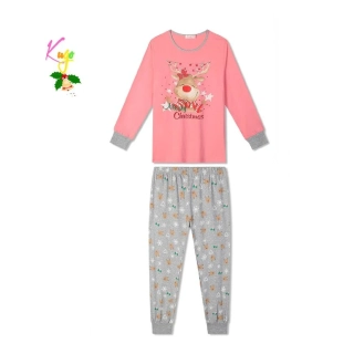 Vánoční dívčí pyžamo Kugo MP5869 světle růžové | šedé