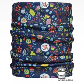 Flísový nákrčník Dráče Yetti - vzor 06 - modrá - kytičky