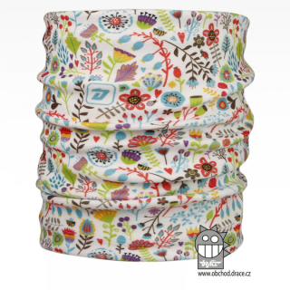 Flísový nákrčník Dráče Yetti - vzor 15 - bílá - kytičky