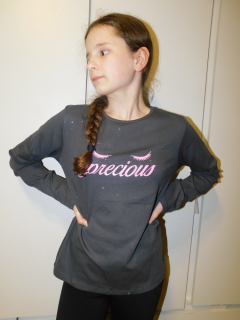 Dívčí tričko dl.r. Kugo ST3526 tmavě šedé