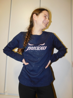 Dívčí tričko dl.r. Kugo ST3526 tmavě modré