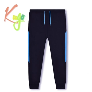 Chlapecké funkční tepláky Kugo WT7304B černá / tyrkysový pruh