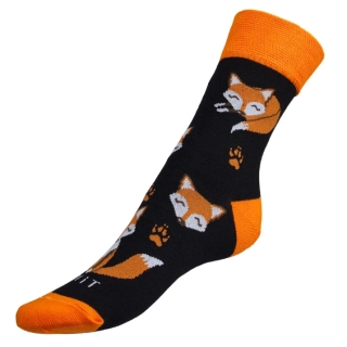Bellatex Ponožky dětské Liška, černá | oranžová